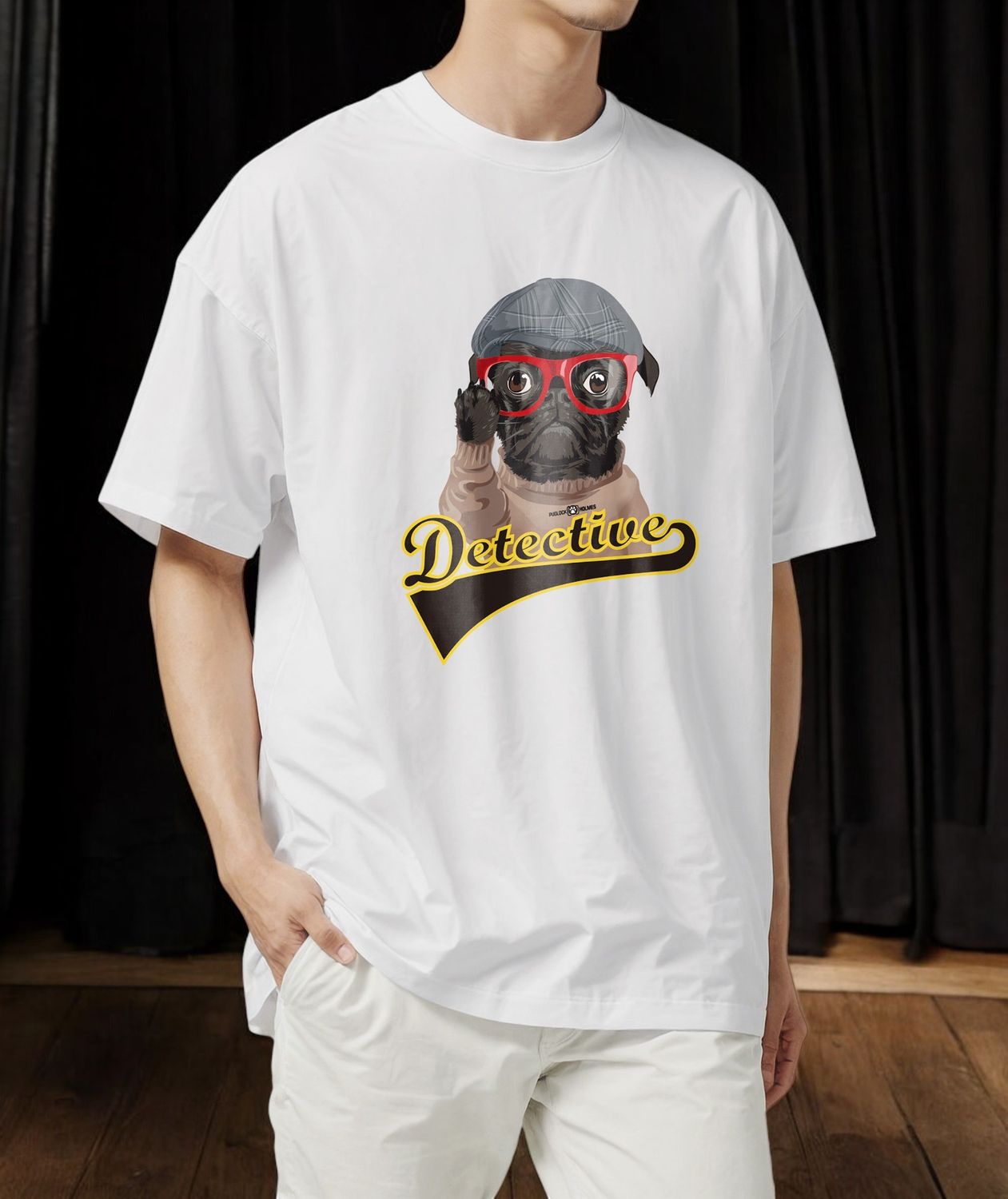 Sherlock Black Pug Unisex T-shirt