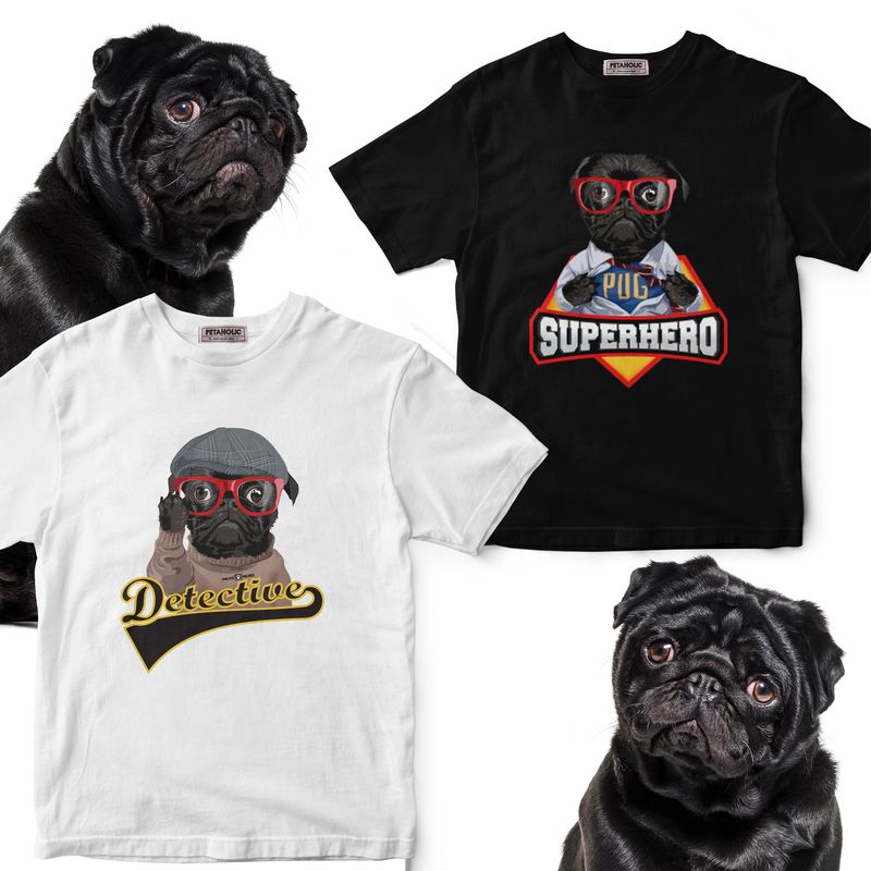 Detective Black Pug Unisex T-shirt