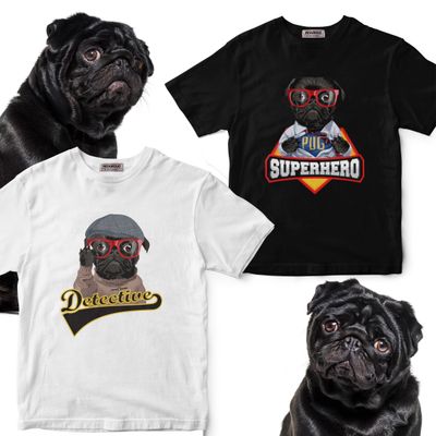 Detective Black Pug Unisex T-shirt
