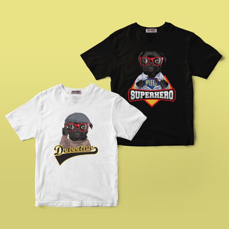 Superhero Black Pug Unisex T-shirt