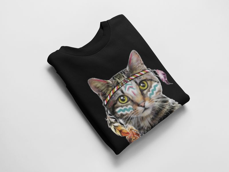 Red Cloud Cat Crew Neck Sweater