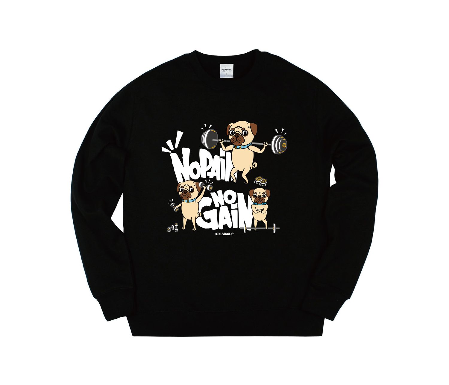 "Focus On The Good" Bichon Frise Crew Neck Sweatshirt, Color: Black, Size: M