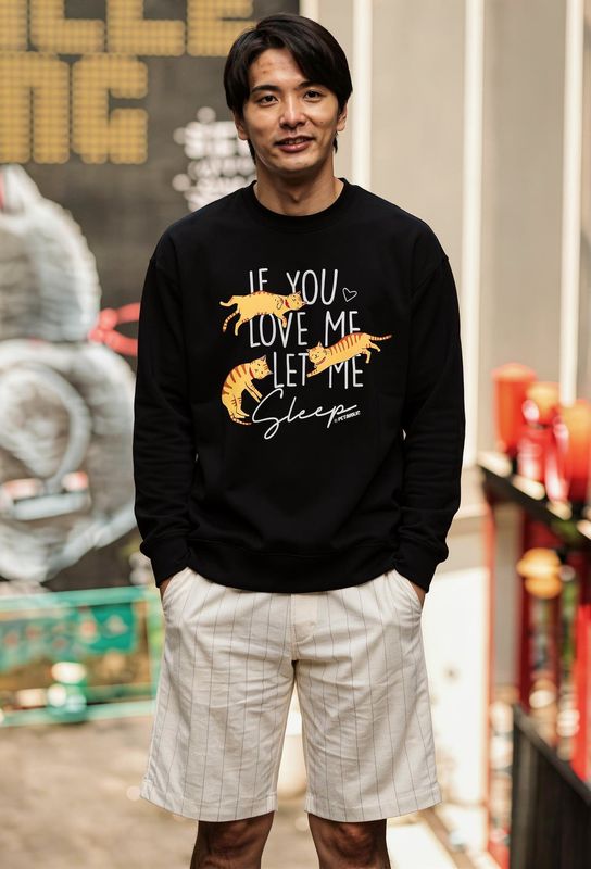 "Let Me Sleep" Lazy Cat Crew Neck Sweatshirt