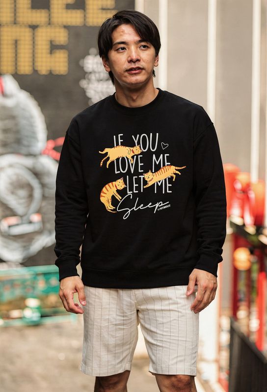 "Let Me Sleep" Lazy Cat Crew Neck Sweatshirt