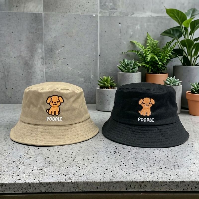 Poodle Embroidery Bucket Hat