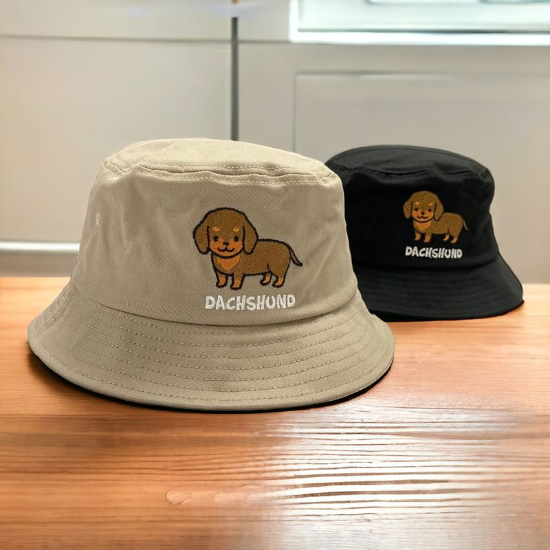 Dachshund Embroidery Bucket Hat
