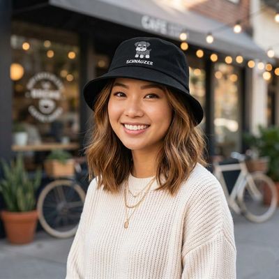 Schnauzer Embroidery Bucket Hat