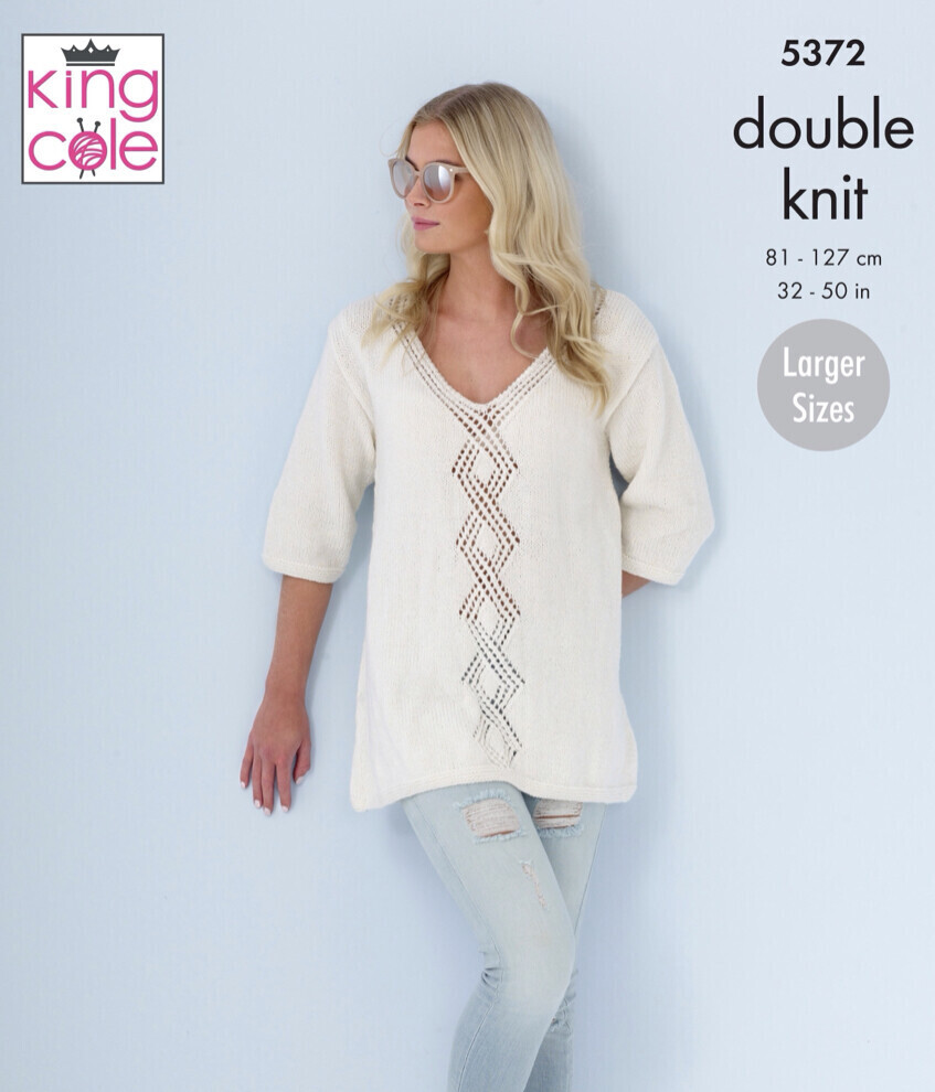 Pattern Details for King Cole 5372 Ladies Sweaters in Cotton Top DK (leaflet)