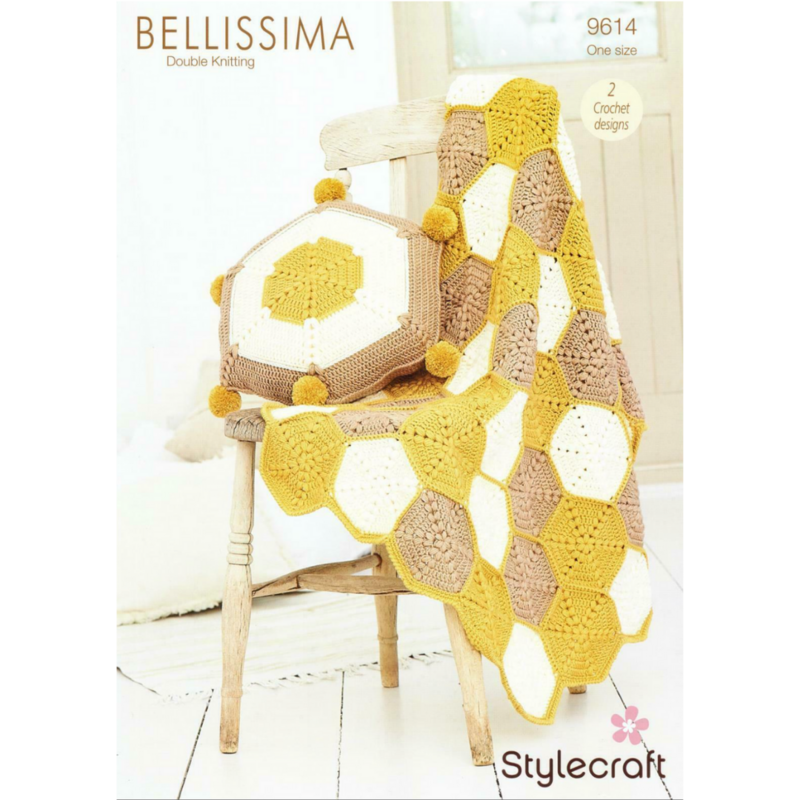 Honeycomb Blanket and Cushion in Stylecraft Bellissima DK (9614)