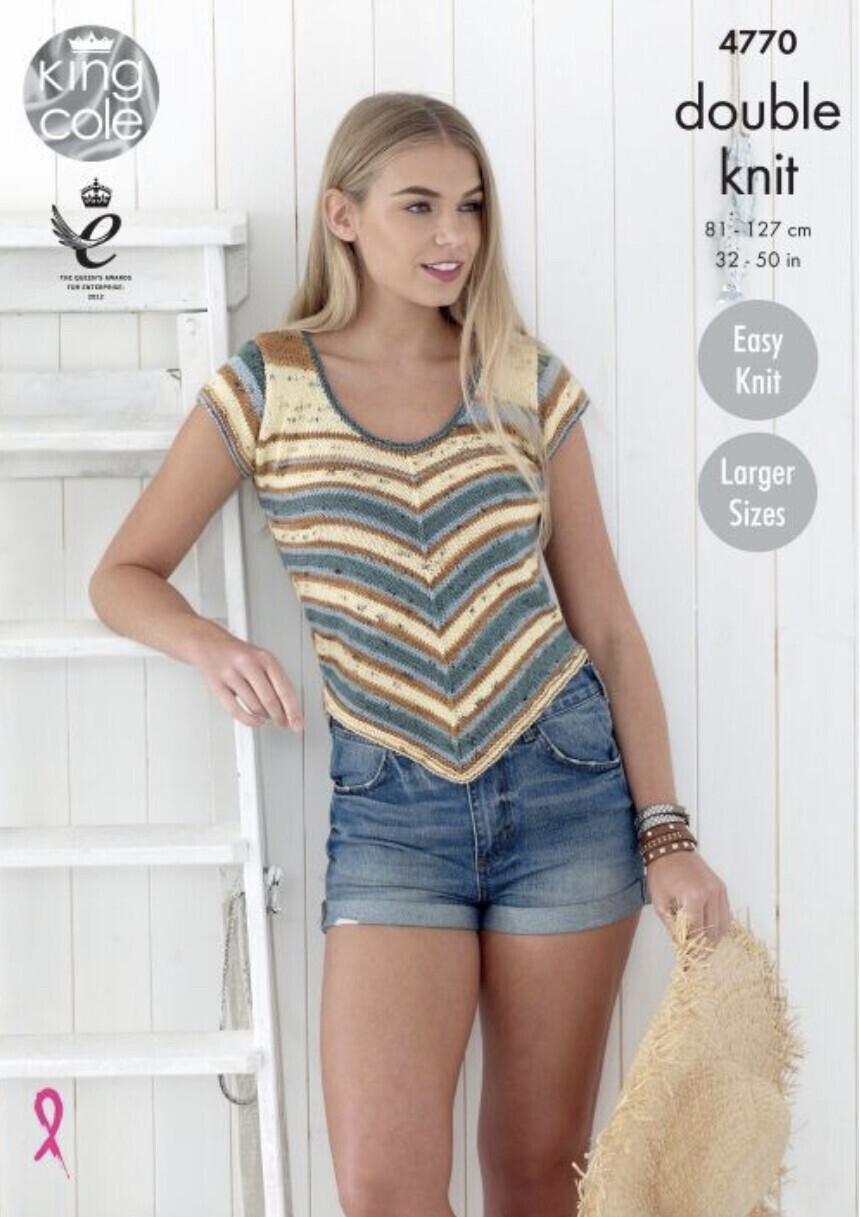 King Cole 4770 Sweater and Vest in Cottonsoft Crush DK (leaflet)
