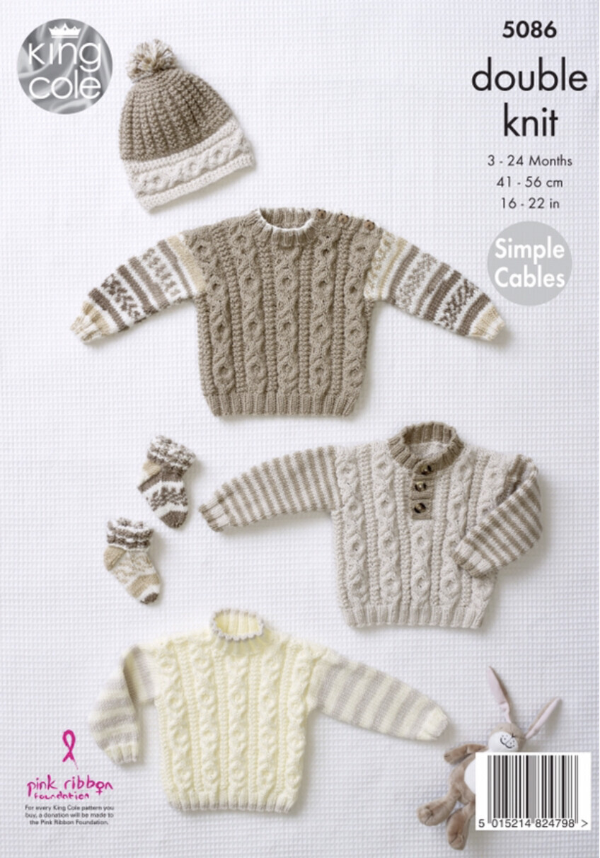 King Cole 5086 Blanket, Sweaters, Hats and Socks in Cherish DK and Cherished DK (leaflet)
