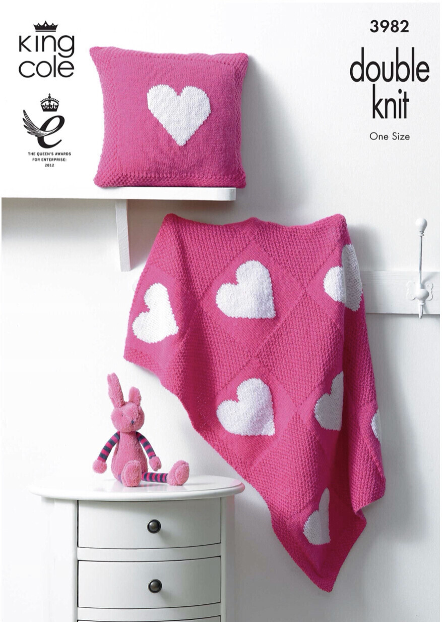 King Cole 3982 Fairisle Heart Blanket & Cushion in Comfort DK (leaflet)