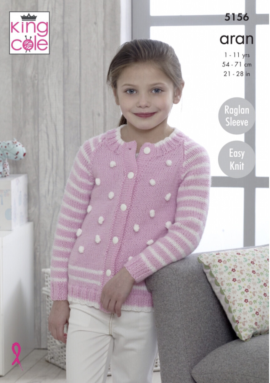 Pattern Details for King Cole 5156 Cardigan and Sweater in Comfort Aran (leaflet)