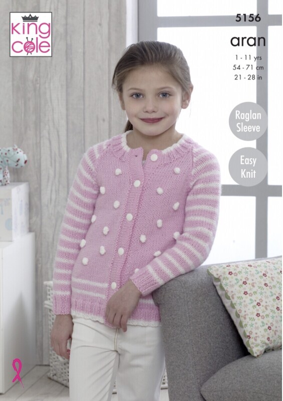 Pattern Details for King Cole 5156 Cardigan and Sweater in Comfort Aran (leaflet)