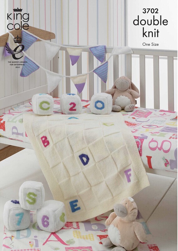 Pattern Details for King Cole 3702 Blocks, Bunting and Blanket in Comfort DK (leaflet)