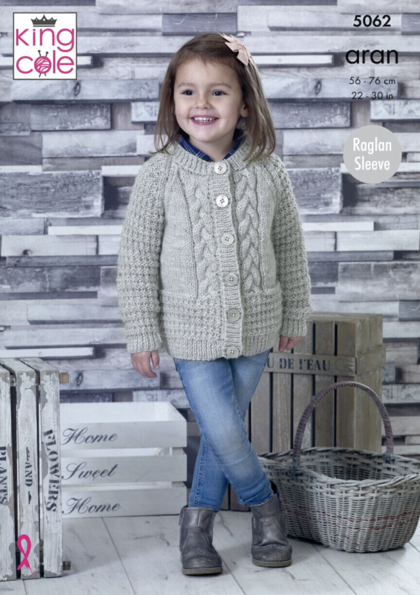 King Cole 5062 Round & V-Neck Cardigans in Fashion Aran (leaflet)