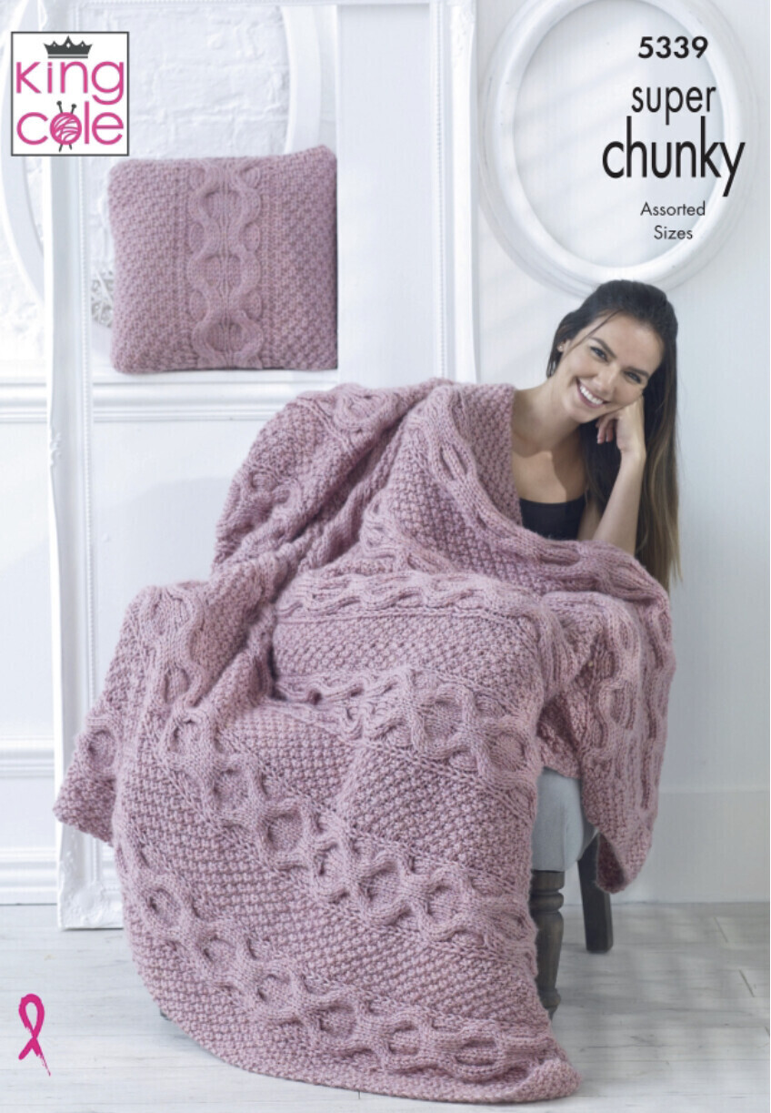 King Cole 5339 Blanket and Cushions in Big Value Super Chunky (leaflet)