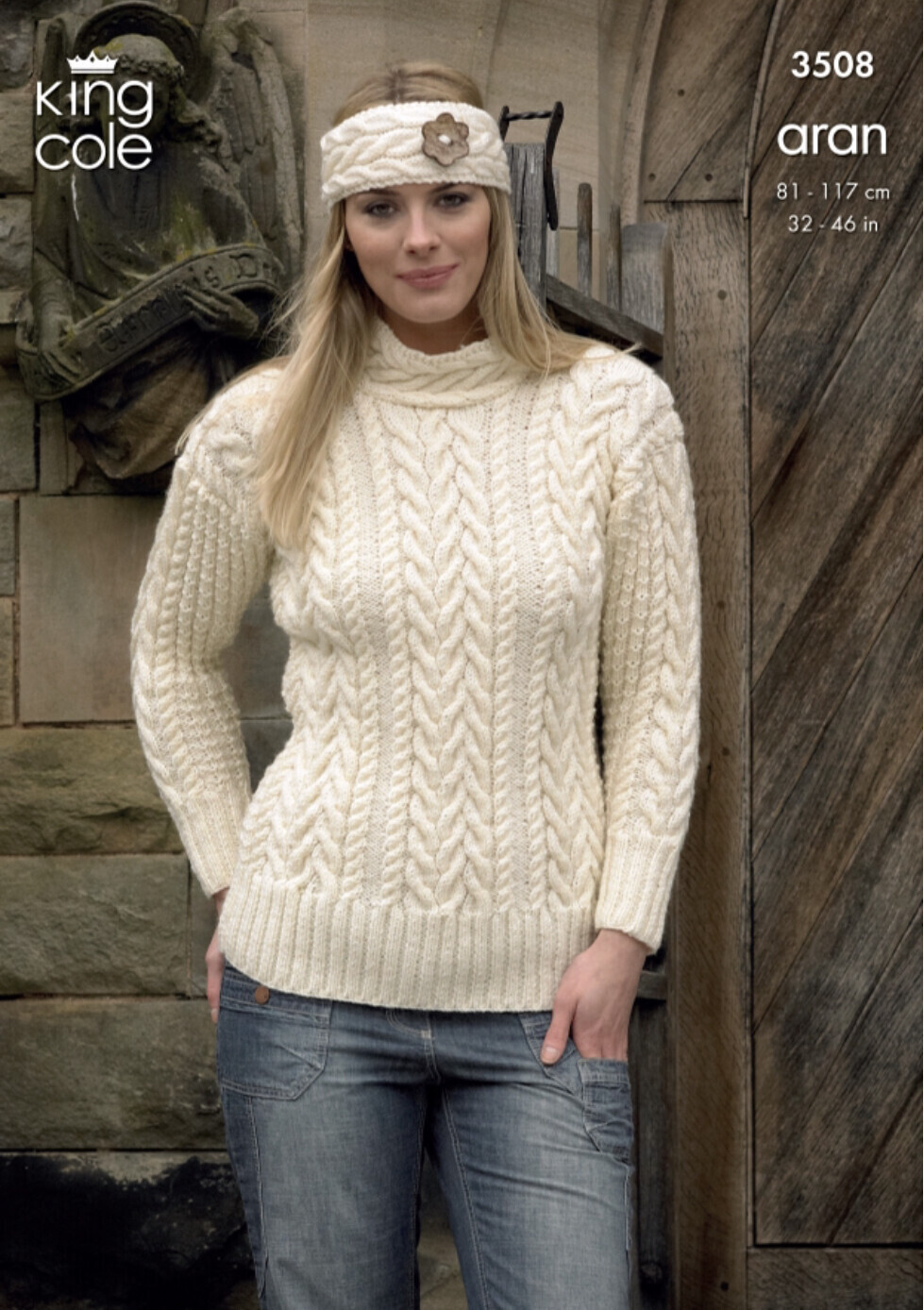 King Cole 3508 Sweater, Cardigan and Headband in Fashion Aran (leaflet)
