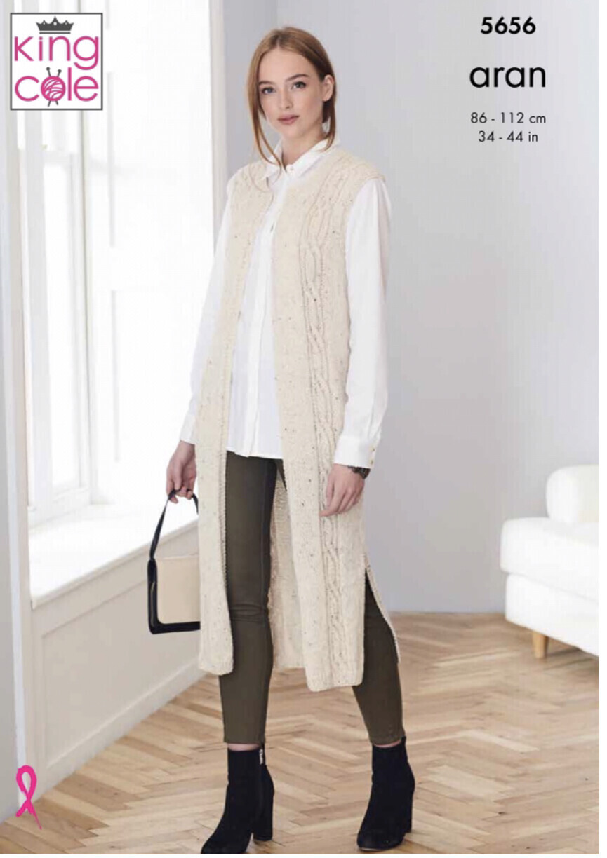 King Cole 5656 Waistcoat and Jacket in Forest Aran (leaflet)