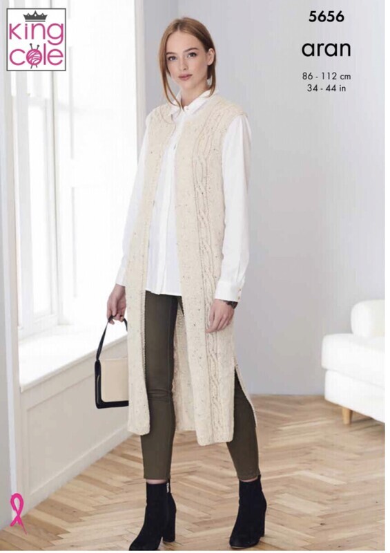 King Cole 5656 Waistcoat and Jacket in Forest Aran (leaflet)