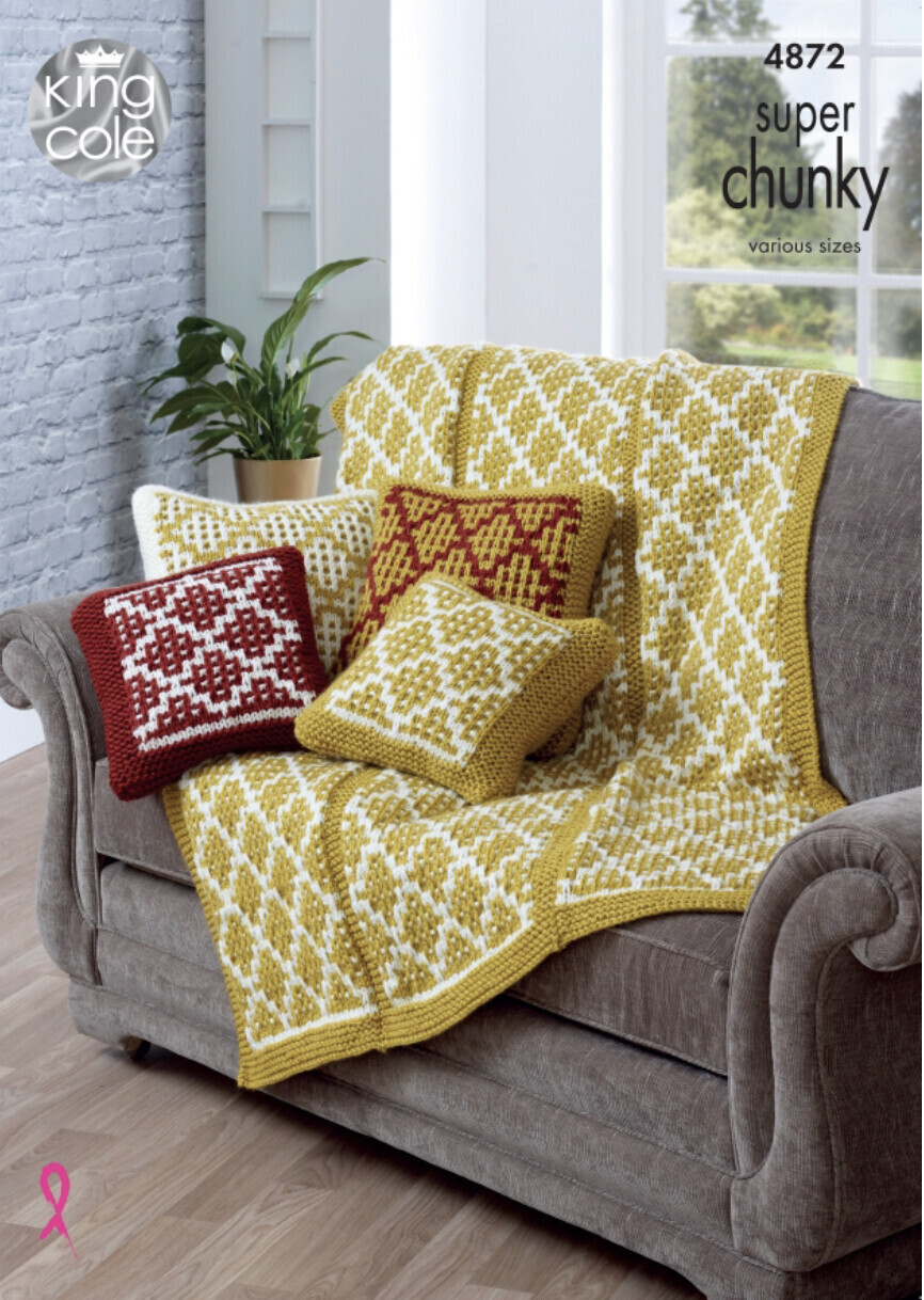 King Cole 4872 Cushion Covers and Throw in Big Value Super Chunky (leaflet)