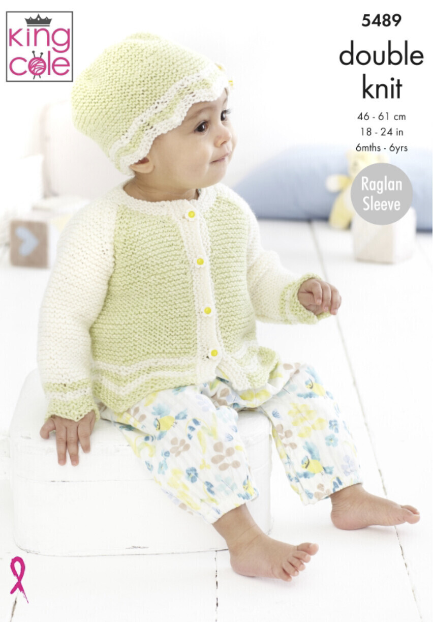 King Cole 5489 Top, Cardigan and Hat in Cotton Top DK (leaflet)