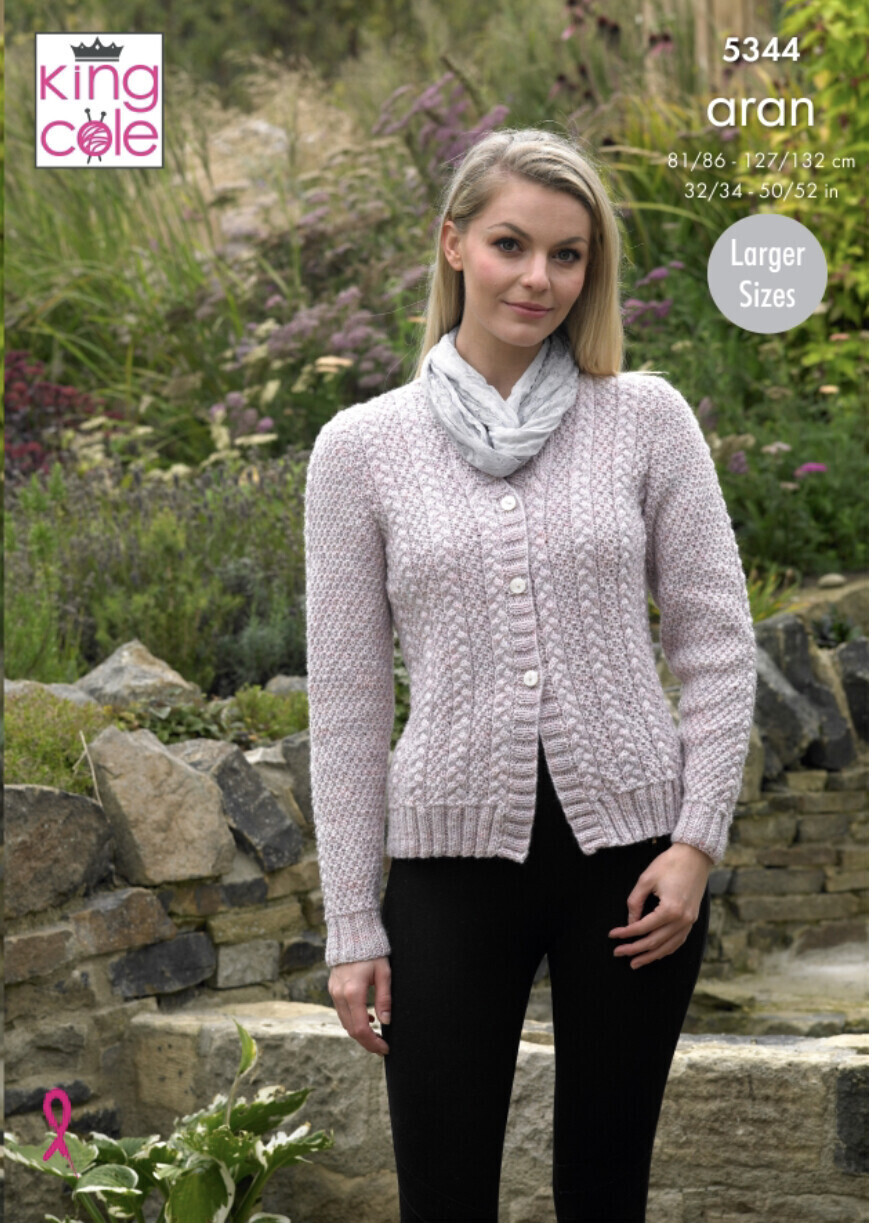 King Cole 5344 Sweater and Cardigan in Fashion Aran (leaflet)