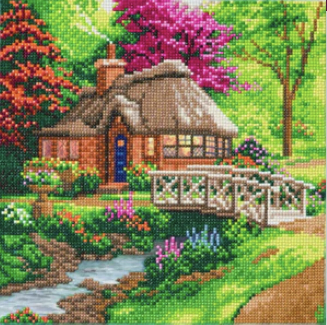 "Friendship Cottage"" 30x30cm Crystal Art Kit THOMAS KINKADE"
