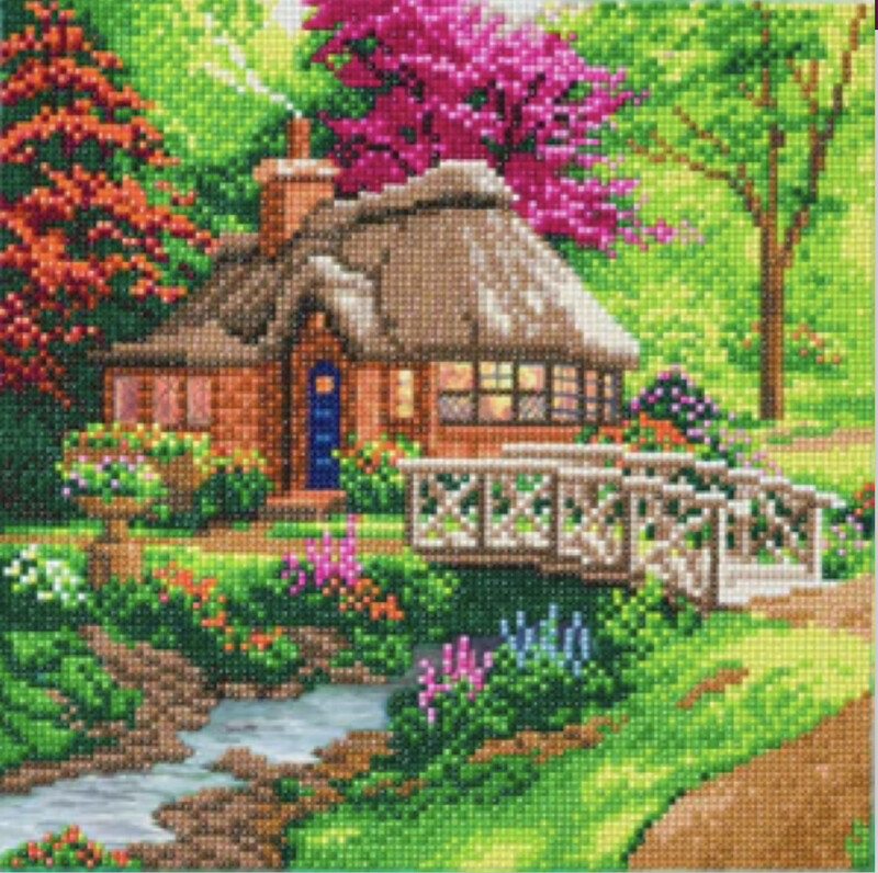 "Friendship Cottage"" 30x30cm Crystal Art Kit THOMAS KINKADE"