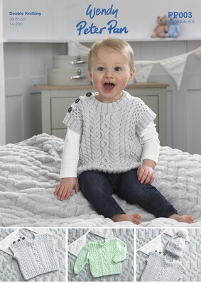 Peter Pan DK Sweater, Slipover and Hat in Peter Pan DK | PP003 (leaflet)