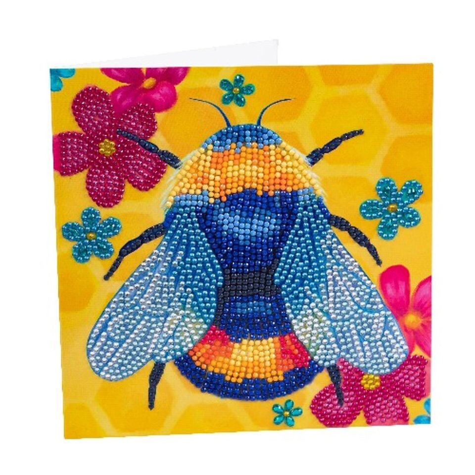 Floral Bumblebee Floral Bumblebee" 18x18cm Crystal Art Card