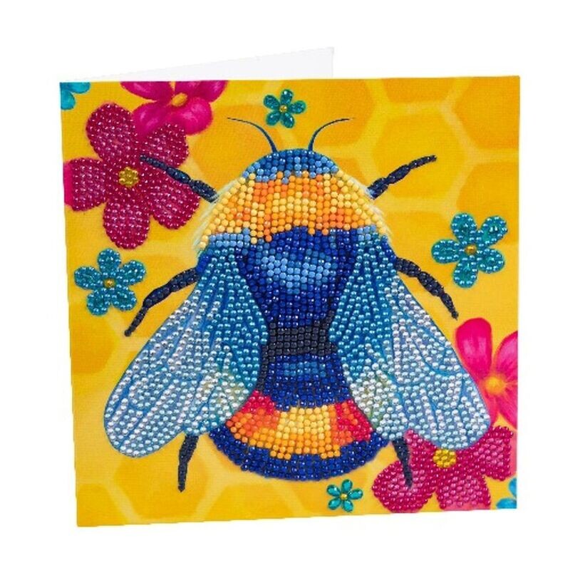 Floral Bumblebee" 18x18cm Crystal Art Card