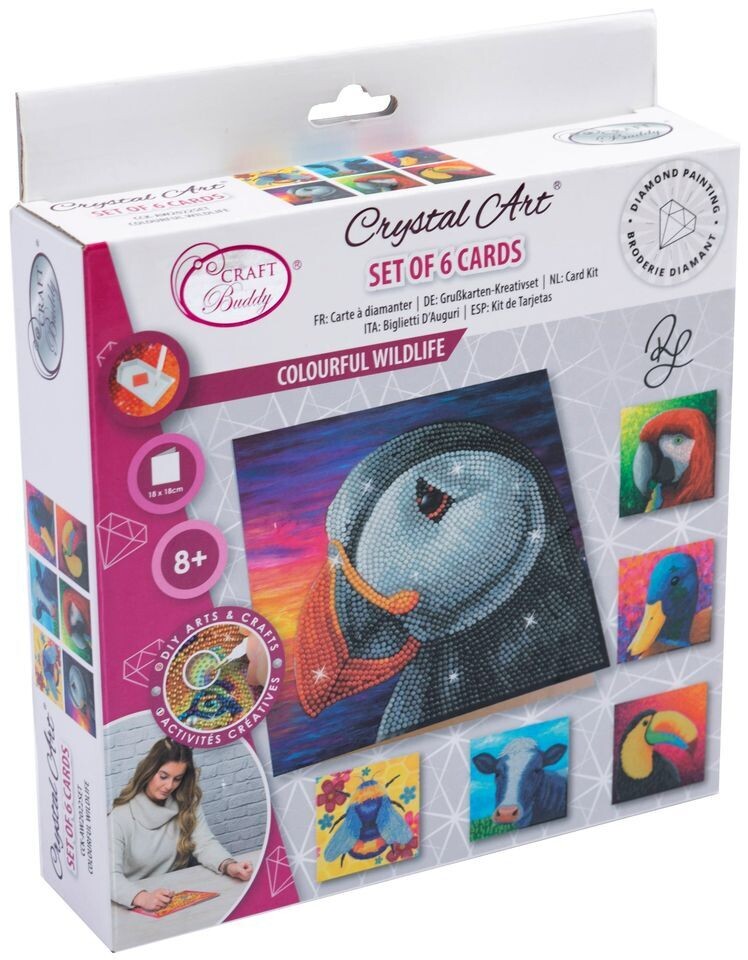 Colourful Colourful "Wildlife" 18x18cm Crystal Art Card Set of 6