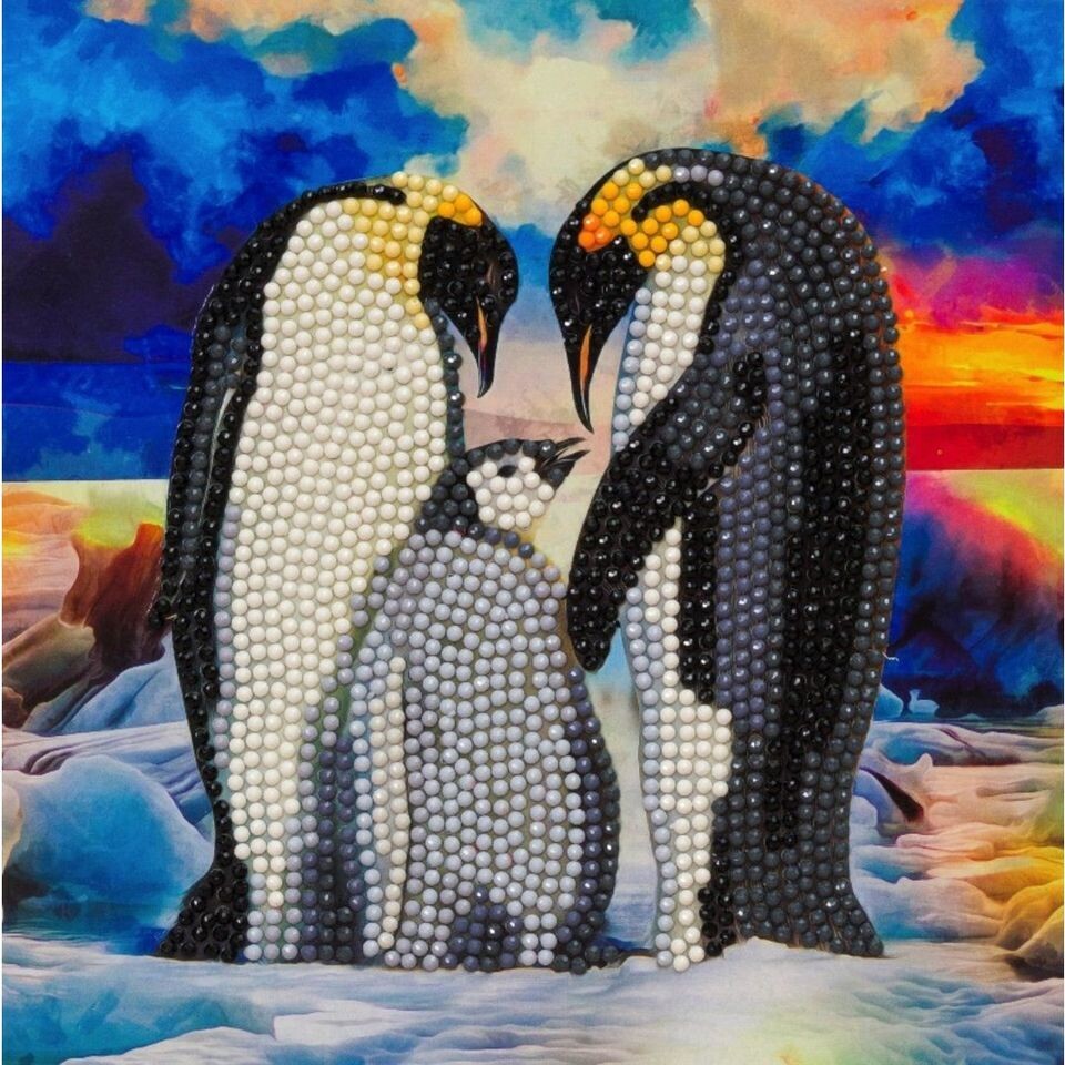 Penguin Family, 18x18cm Crystal Art Card Penguin Family, 18x18cm Crystal Art Card