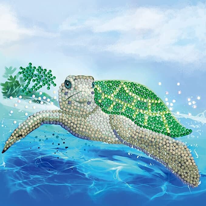 "Turtle Paradise" 18x18cm Crystal Art Card