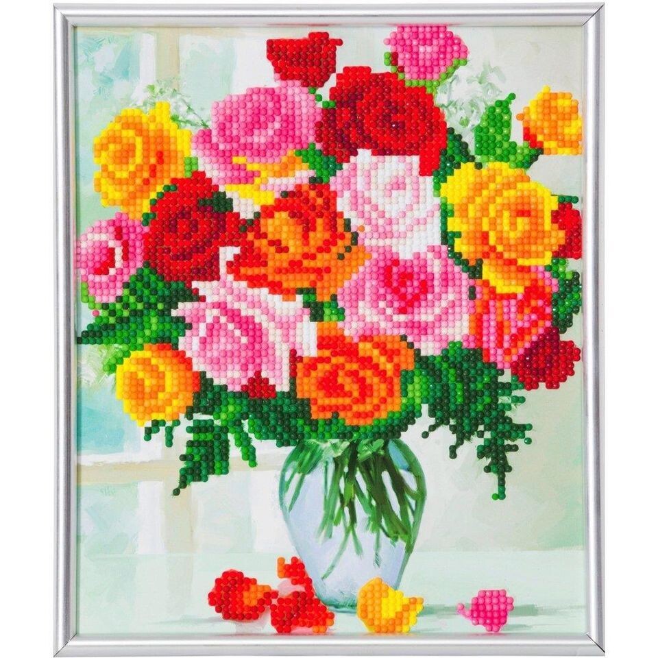 Flowers, 21x25cm Picture Frame Crystal Art Flowers, 21x25cm Picture Frame Crystal Art