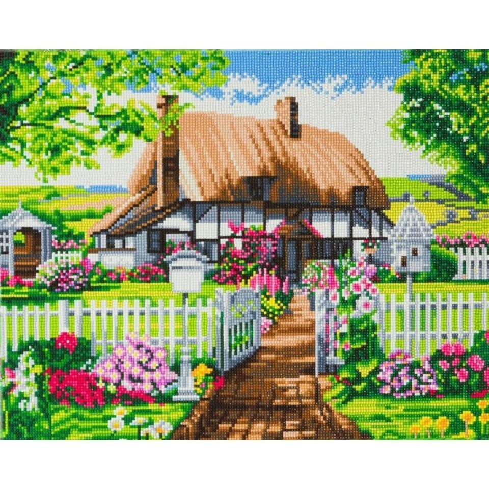 Rose Cottage Canvas 40x50cm Crystal Art Kit Rose Cottage Canvas 40x50cm Crystal Art Kit