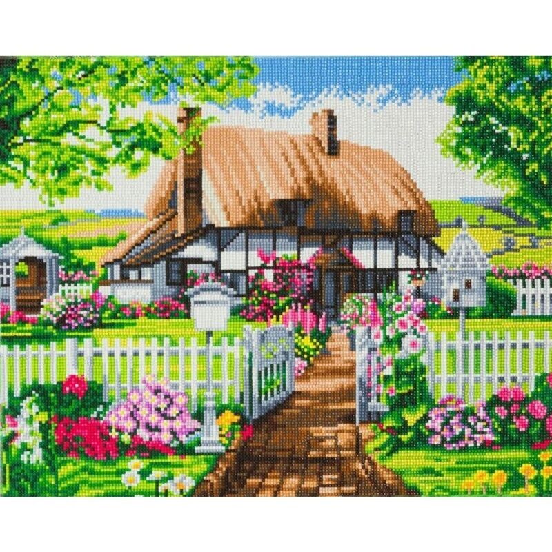Rose Cottage Canvas 40x50cm Crystal Art Kit Rose Cottage Canvas 40x50cm Crystal Art Kit