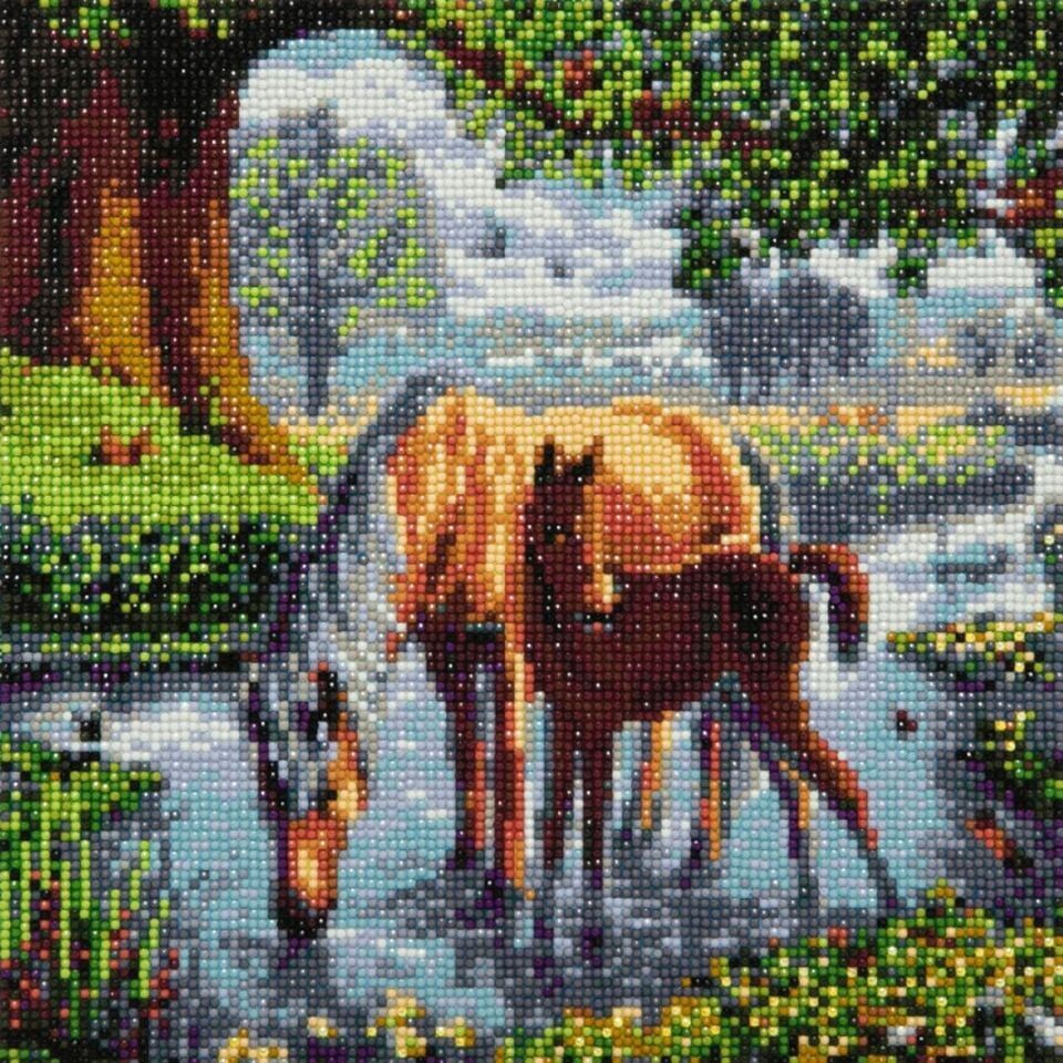 Fell Ponies Canvas 30x30cm - Crystal Art Kit