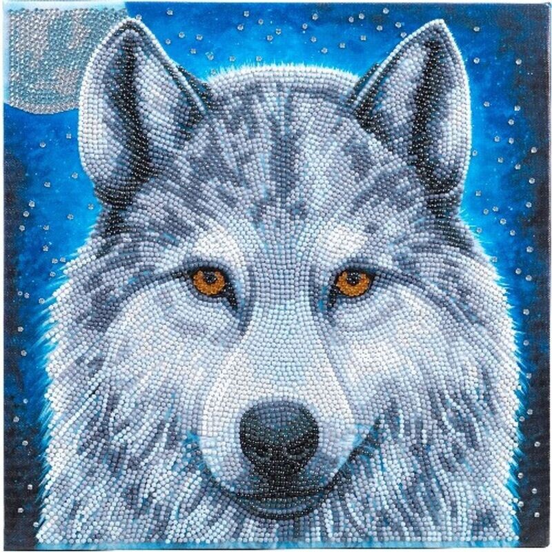 Moonlight Wolf Canvas 30x30cm - Crystal Art Kit Moonlight Wolf Canvas 30x30cm - Crystal Art Kit