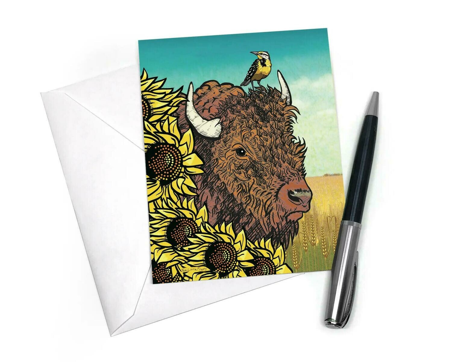 Sunflower & Buffalo Greeting Card Sunflower & Buffalo Greeting Card