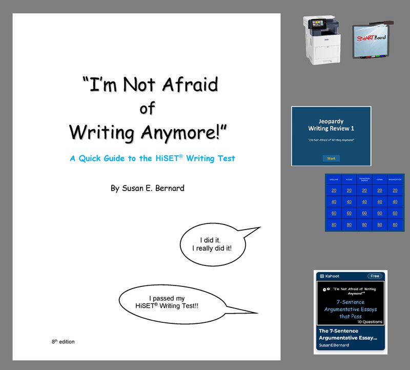 A Quick Guide to the HiSET® Writing Test - Printable/Projectable Text/Workbook + Answer Key (printer-friendly covers) + Fun, Engaging Supplements