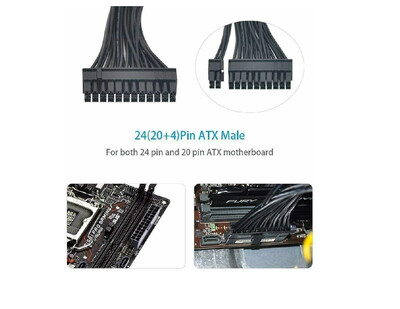 Câble d'Alimentation 24 Pin Mâle vers Femelle Dual