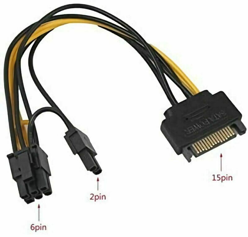 Câble  SATA 15 pin vers 8 pin PCI-E