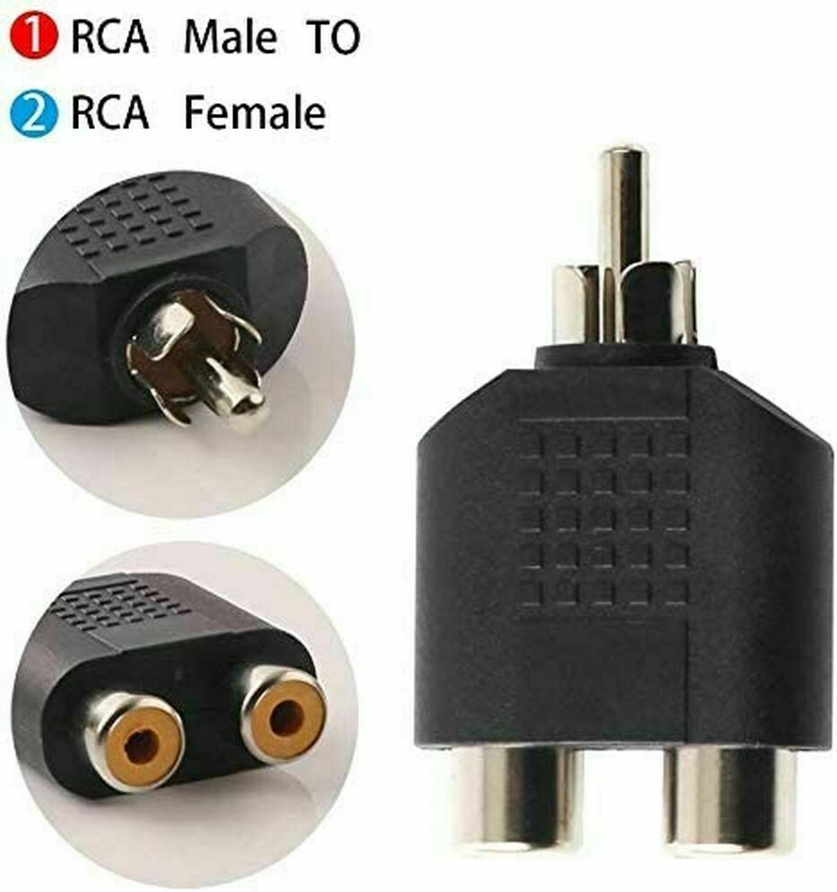 Convertisseur 1 RCA mâle vers 2 RCA femelle Jack RCA PHONO
