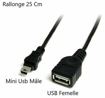 Câble Mini USB Male vers USB Femelle
