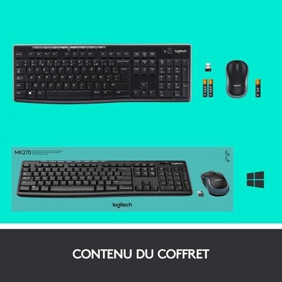 Logitech MK270 - Clavier et Souris AZERTY Sans Fil