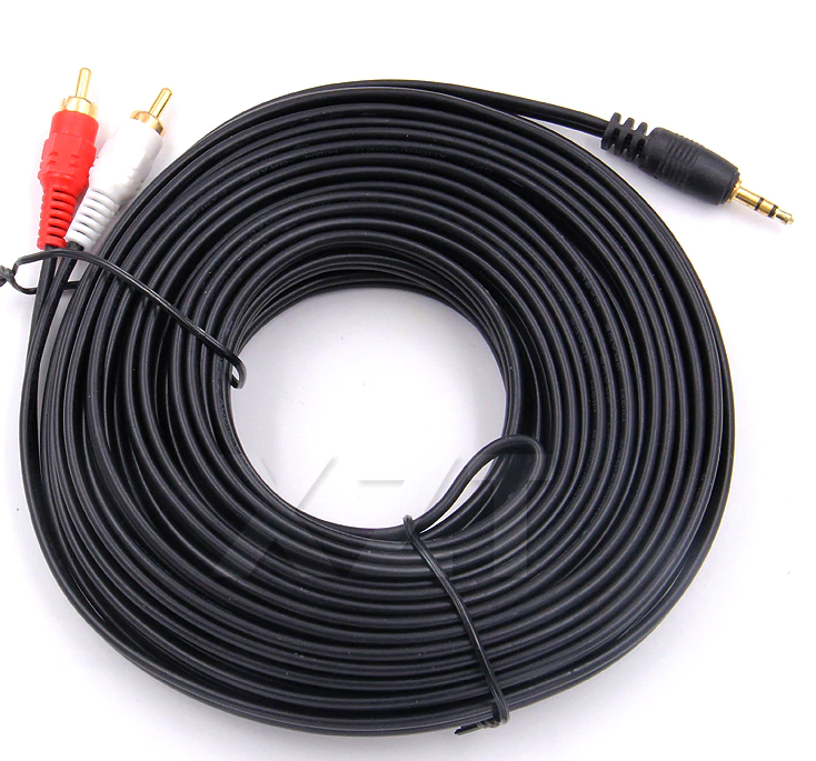 Câble  10 m Audio RCA stéréo 2RCA à 3.5mm,