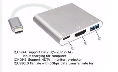 Hub USB C Multifonction 3-en-1 HDMI USB 3.0 PD