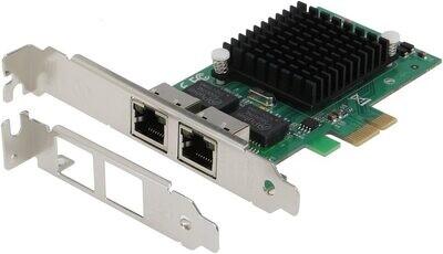 Carte réseau RJ45 PCI-E 2.0x1 Gigabit Ethernet, double port